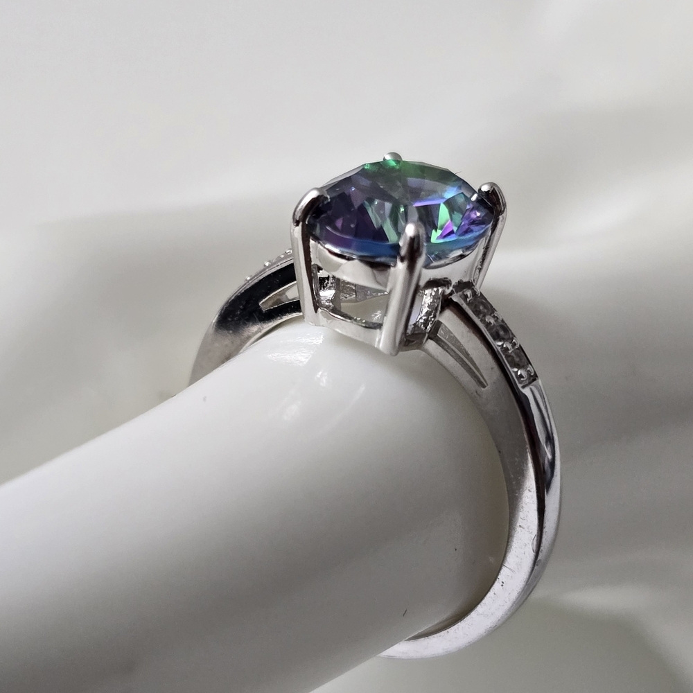 Elegant Sterling Silver 925 Mystic Topaz Ring